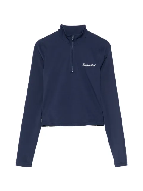 Sporty & Rich Signature Logo quarter-zip performance top Blue TO10275326