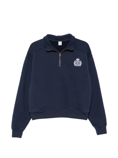 Sporty & Rich crest-embroidered quarter-zip sweatshirt Blue ST098710243