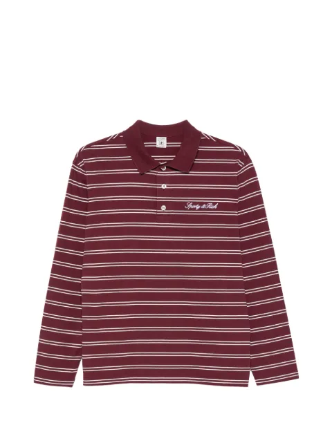 Sporty & Rich Signature logo striped long-sleeve polo shirt Red TO12575326