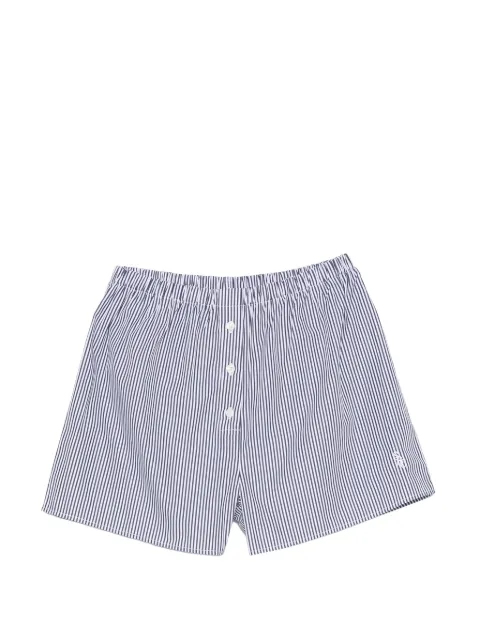 Sporty & Rich striped embroidered-logo shorts White SH035710302