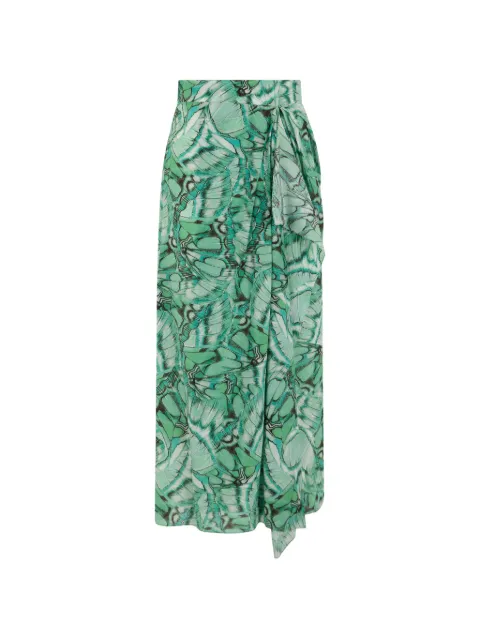 Alberta Ferretti butterfly-print silk skirt Green A01030151