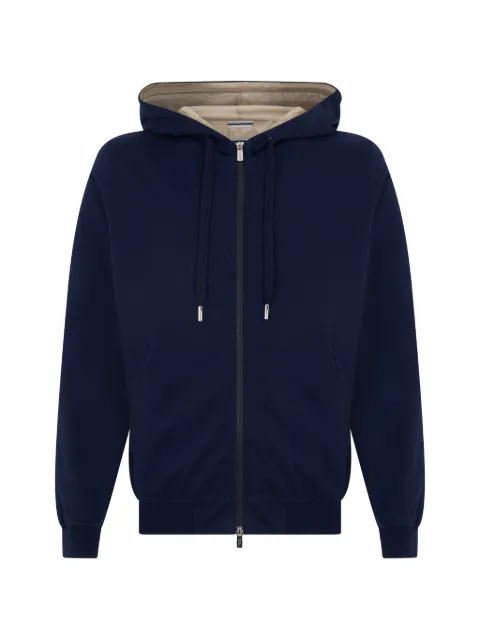 Fedeli zip-up drawstring hoodie Blue 7UE00651P
