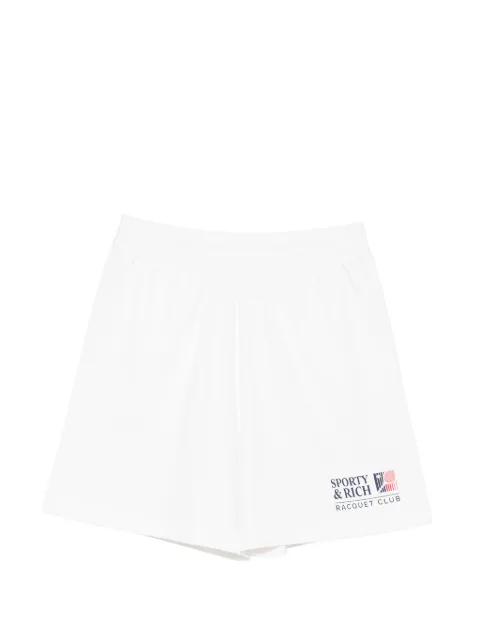 Sporty & Rich Lena logo-print elasticated shorts White SH039710431
