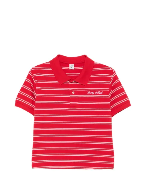 Sporty & Rich striped logo-embroidered cotton polo shirt Red TO085710326