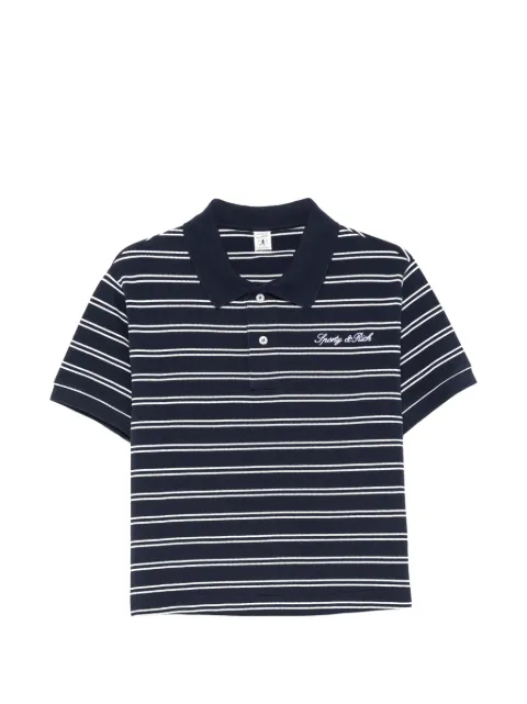 Sporty & Rich Signature logo striped short-sleeve polo shirt White TO085710326BL107