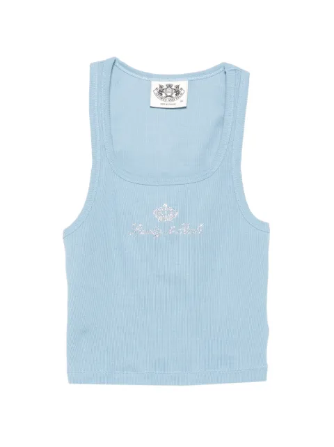 Sporty & Rich Juicy rhinestone-logo ribbed tank top Blue TO116716689BL50