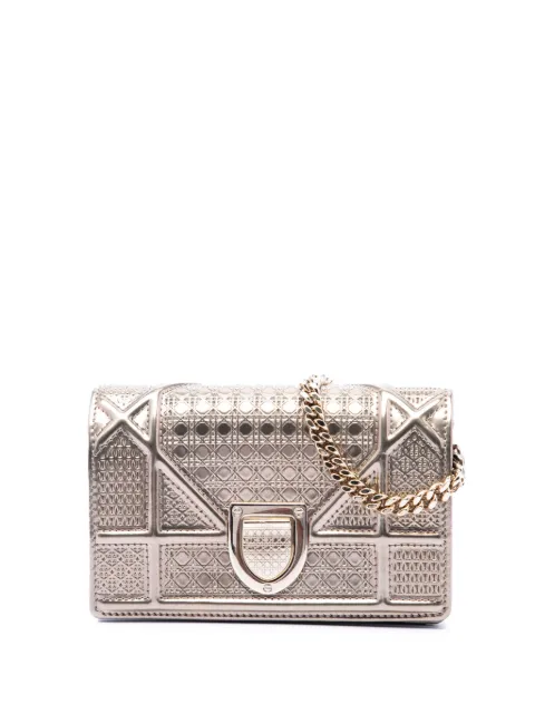 Christian Dior Pre-Owned 2016 Metallic Patent Microcannage Diorama Wallet on Chain crossbody bag Gold 2X9BVMST36RTTXMK