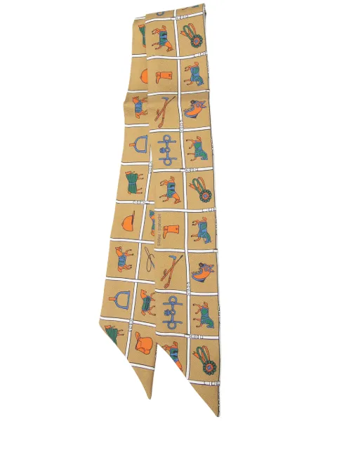 Hermès Pre-Owned 2010-2026 Couvertures et Tenues de Jour Silk Twilly Scarf scarves Brown RRMNH67NUI1EQMLO