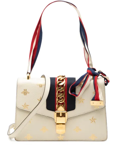 Gucci Pre-Owned 2016-2026 Small Calfkin Bee Star Sylvie satchel White 4OX4AUVCIDUBJ5T9