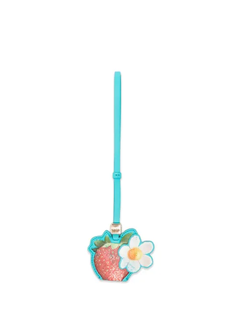 GANNI strawberry-motif flower-detail keyring Blue B3010342