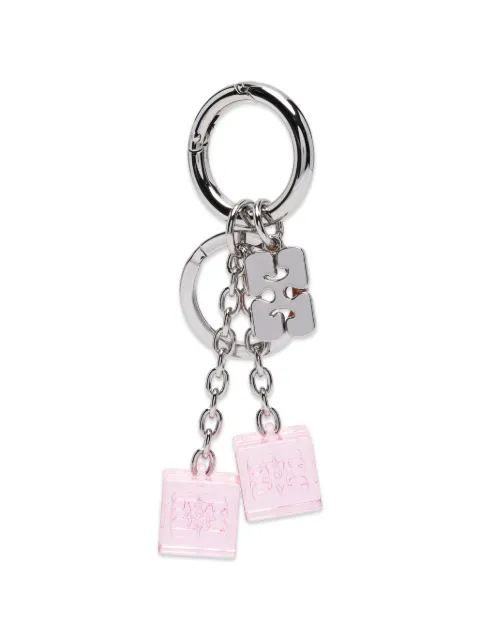 GANNI logo-plaque dice keyring Silver B3010325