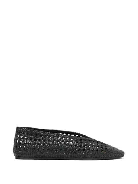 Scarosso woven-leather ballet flats Green ELLABALLBLACALF