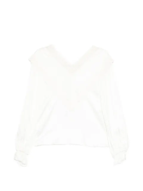 Self-Portrait lace-trimmed ruffled blouse Black PF26040TC
