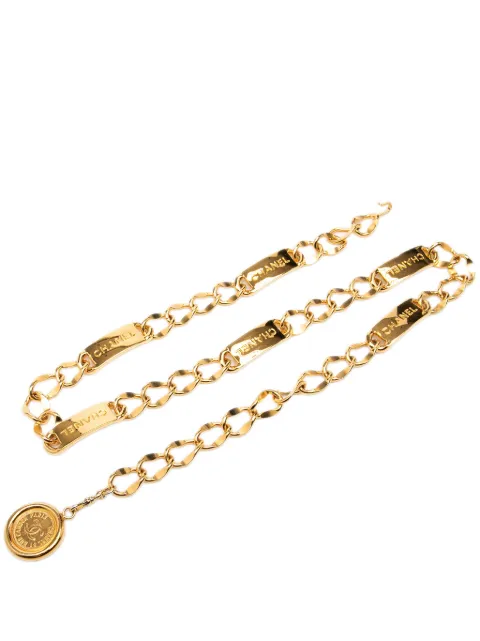 CHANEL Pre-Owned 1950-1970 CC Gold Plated Logo Plate Rue Cambon Medallion Chain Link belt Gold TATDD9XTVUTP8UW4