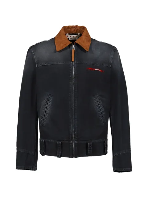 Marni logo-embroidered contrast-collar jacket Black JUMU0205GXUSCY63