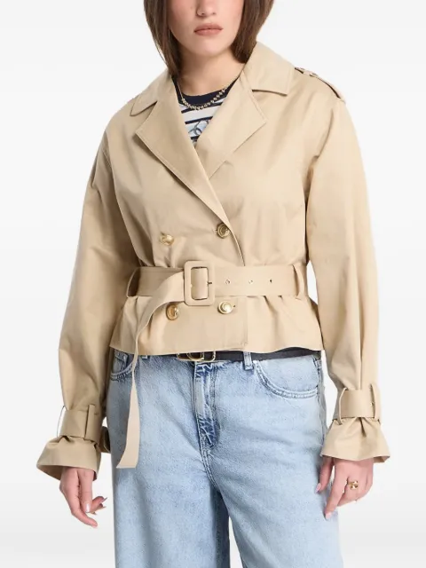 GUESS USA double-breasted belted cropped trenchcoat Neutrals W6GL21W1954