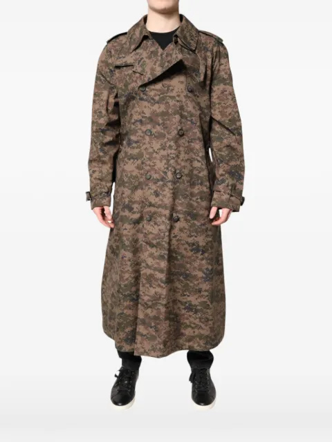 Dolce & Gabbana camouflage-print double-breasted trench coat Neutrals 60312