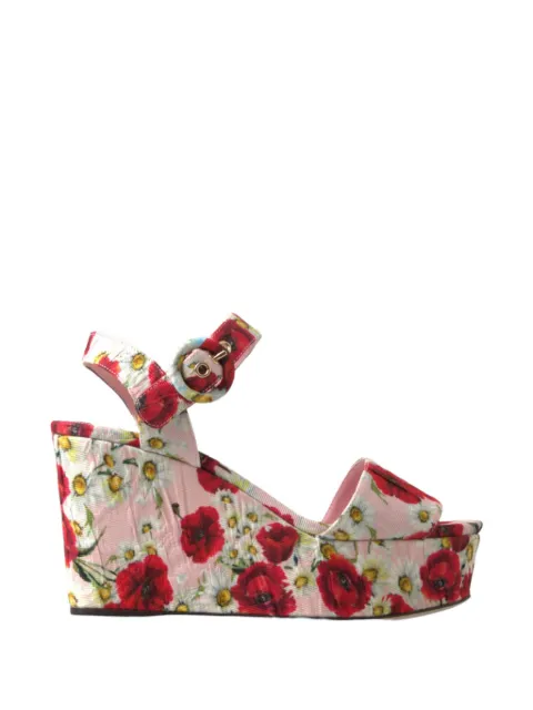 Dolce & Gabbana floral-print wedge sandals Pink DOL10215