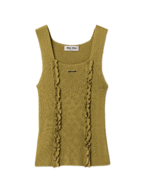 Miu Miu cashmere and silk top Green MMV389SOOO191P