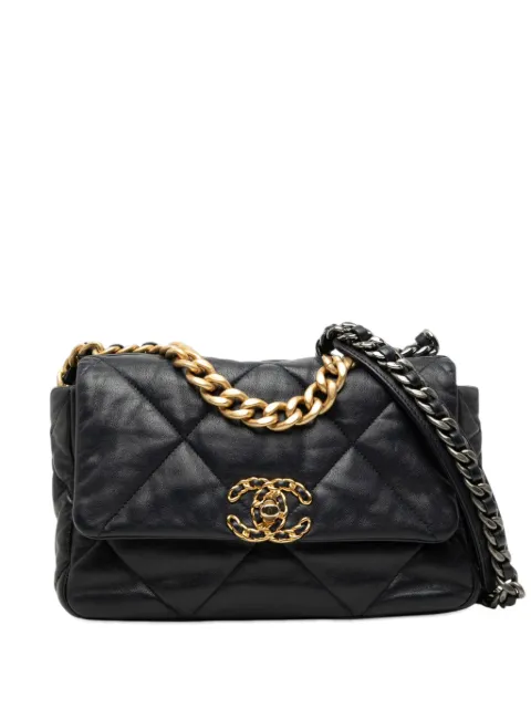 CHANEL Pre-Owned 2019 Medium Lambskin 19 Flap satchel Blue EURLUS9L24ND9VLD