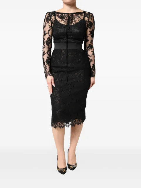 Dolce & Gabbana lace-trim midi dress Black F6AQGTHLUAH