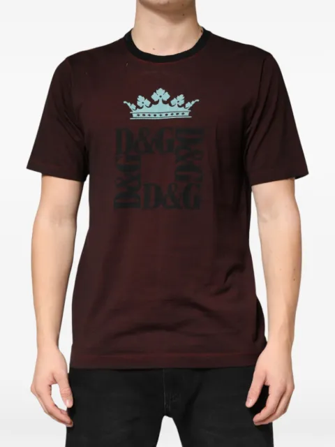 Dolce & Gabbana crown-print T-shirt Brown G8KL2T