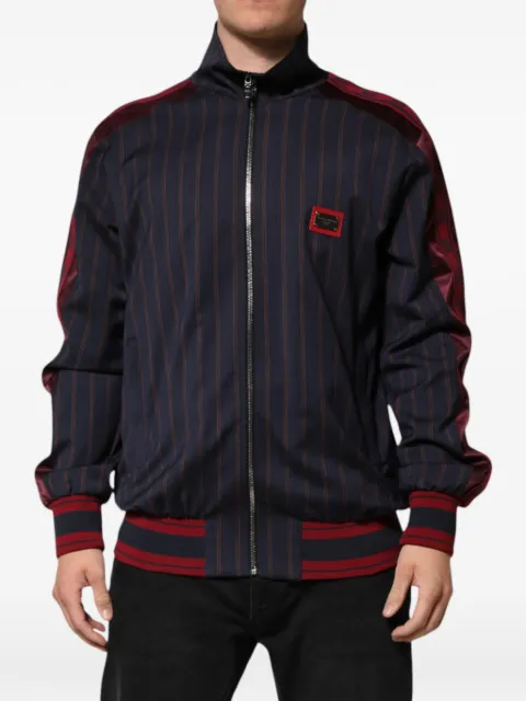 Dolce & Gabbana pinstripe logo-plaque track jacket Blue 214910918