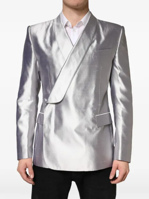 Dolce & Gabbana Sicilia double-breasted blazer Silver G2TV8TFU1L6