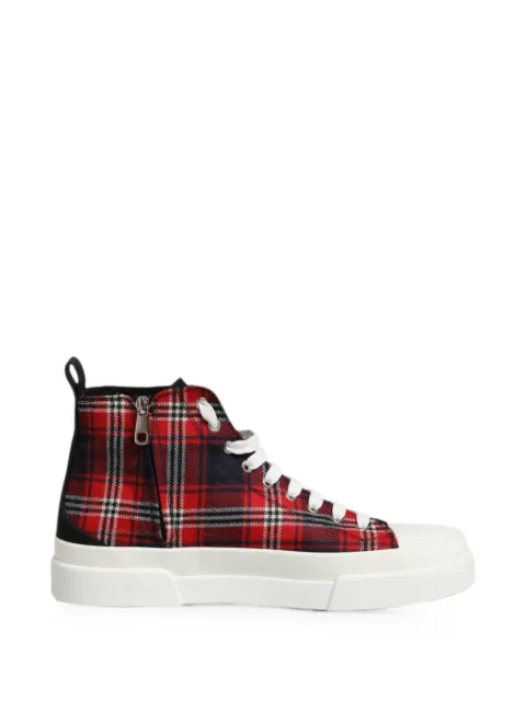 Dolce & Gabbana plaid-pattern high-top sneakers Red CS1889