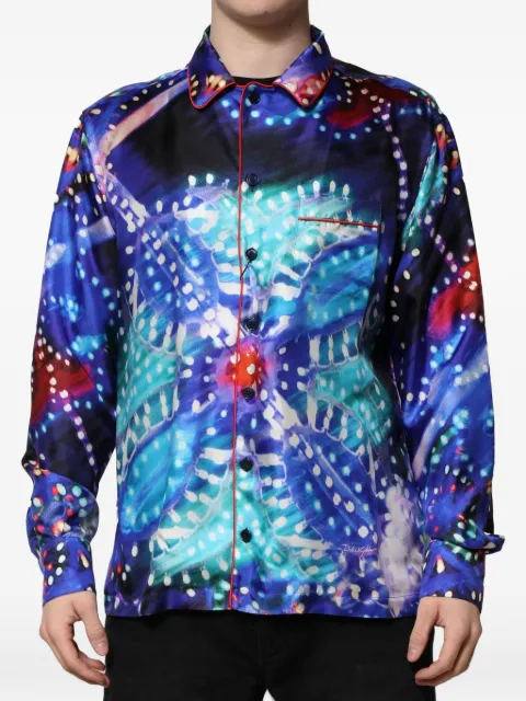 Dolce & Gabbana abstract-print silk shirt Blue P00984542