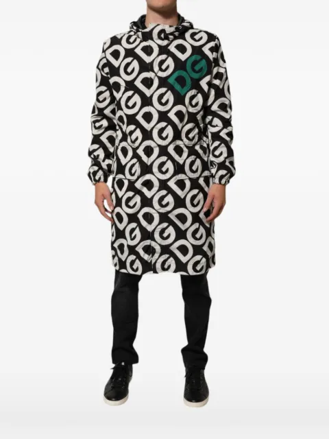 Dolce & Gabbana DG-print hoodie coat Black G9ABPTG7F2J