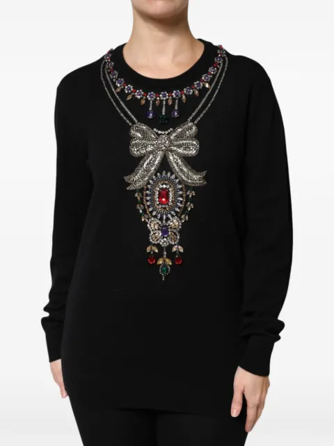 Dolce & Gabbana crystal-embellished virgin-wool sweater Black DOL90484