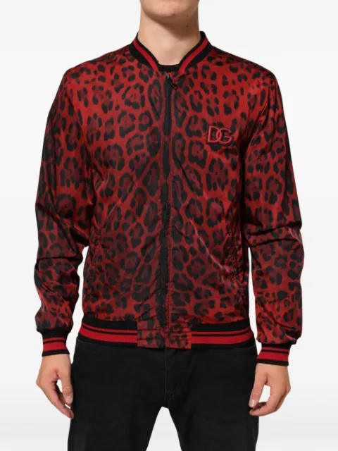 Dolce & Gabbana leopard-print bomber jacket Red G9JT9ZG7MQG