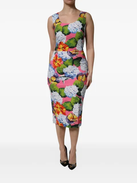 Dolce & Gabbana floral-print sleeveless midi dress Pink F6ZJ6T
