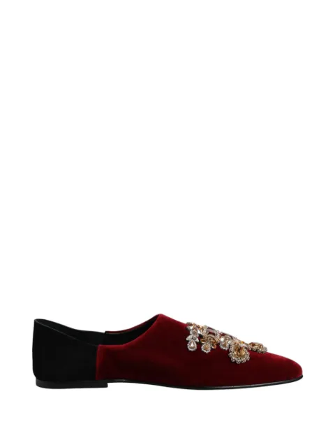 Dolce & Gabbana crystal-embellished velvet loafers Red A50194