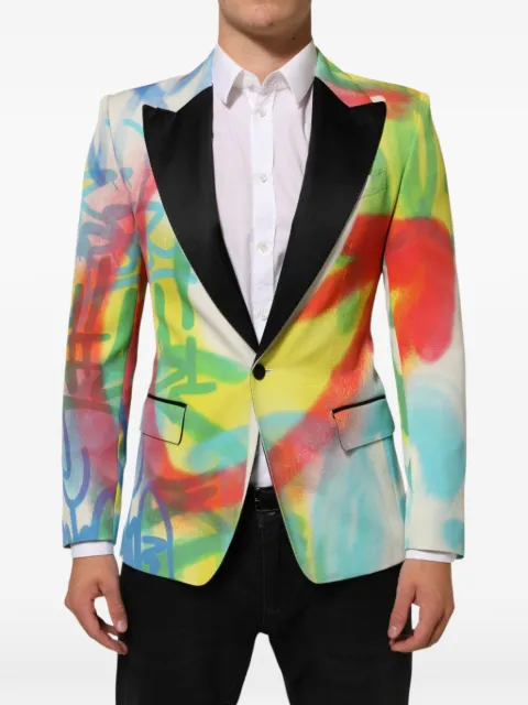 Dolce & Gabbana Sicilia graffiti-print blazer Yellow G2QD1T