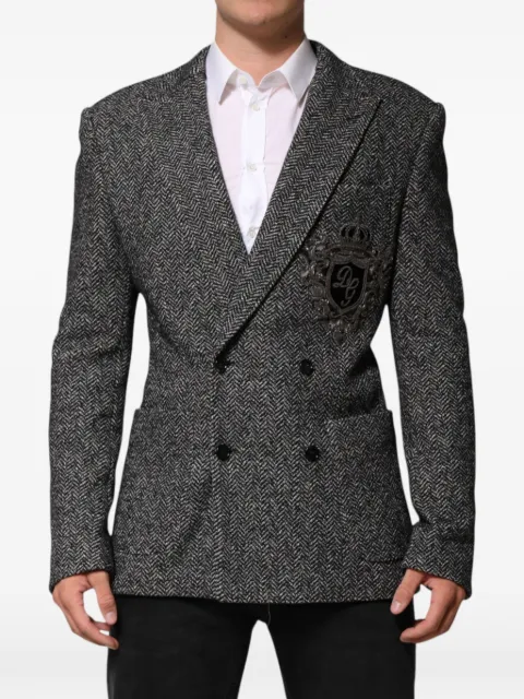 Dolce & Gabbana herringbone double-breasted blazer Black 27124170