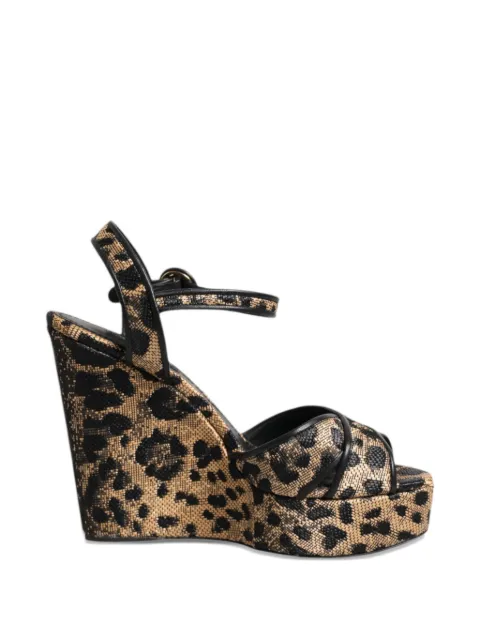 Dolce & Gabbana leopard-print platform sandals Neutrals ANIMAL