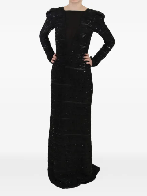 John Richmond sequin-embellished boat-neck maxi dress Black DR1670