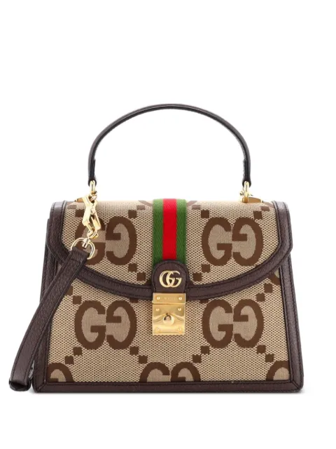 Gucci Pre-Owned Ophidia Flap Top Handle Bag Jumbo GG Canvas Small crossbody bag Brown WVQKKQPNAD4LSECY