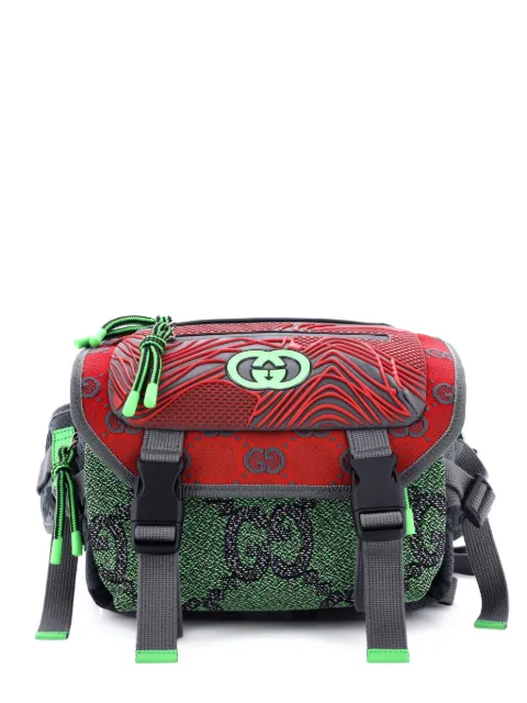 Gucci Pre-Owned Buckle Flap Chest Strap GG Fabric with Rubber backpack Red KI0UE7MRJ8LM6HW0