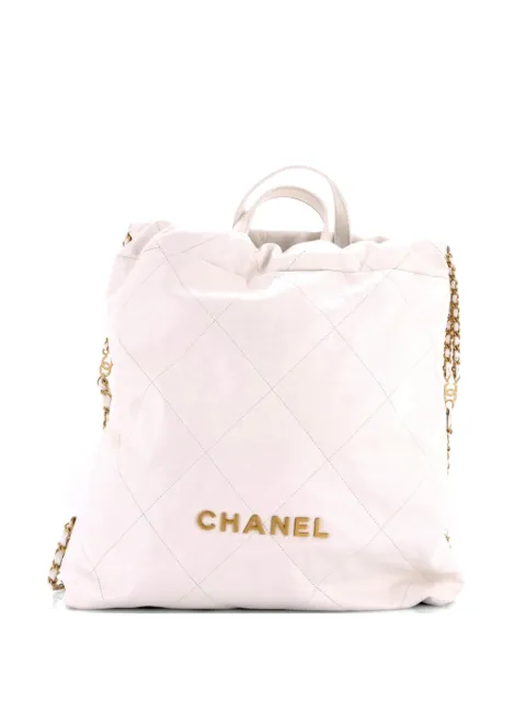 CHANEL Pre-Owned 22 Chain Quilted Calfskin Large backpack White G6QJJ16B64PPT92M