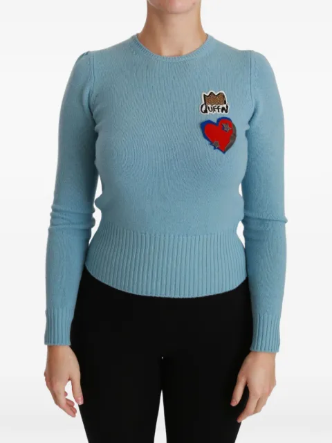 Dolce & Gabbana heart-patch slim-fit sweater Blue 4896252067917