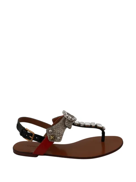 Dolce & Gabbana crystal-embellished snakeskin-detail sandals Black LA6458
