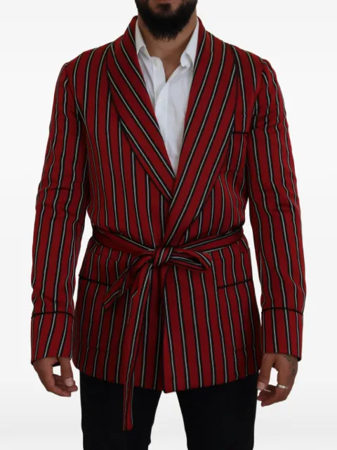 Dolce & Gabbana striped shawl-collar robe Red KOS2146