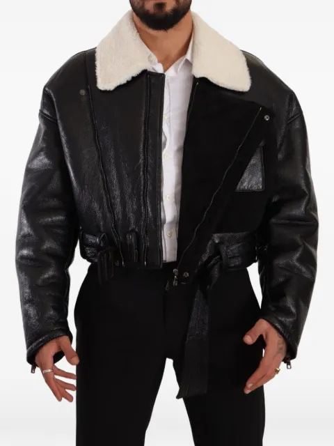 Dolce & Gabbana belted shearling jacket Black JKT3251