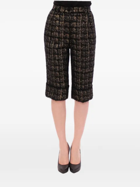 Dolce & Gabbana tweed-knit fringed shorts Black P00957028