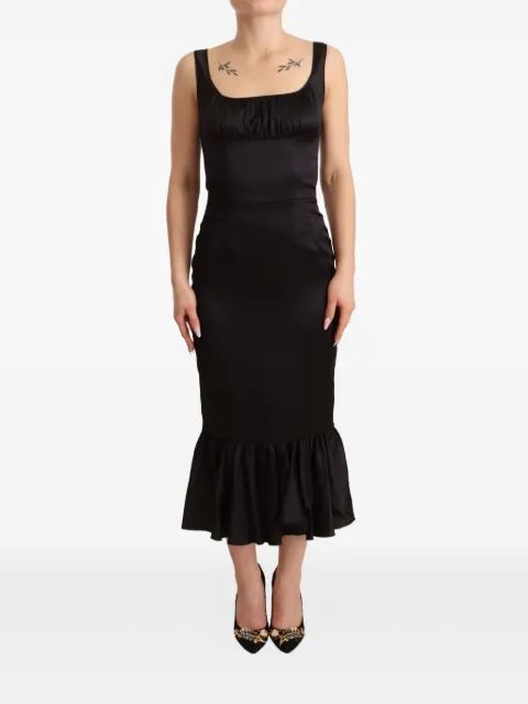 Dolce & Gabbana ruffled-hem sleeveless midi dress Black 8059226186748