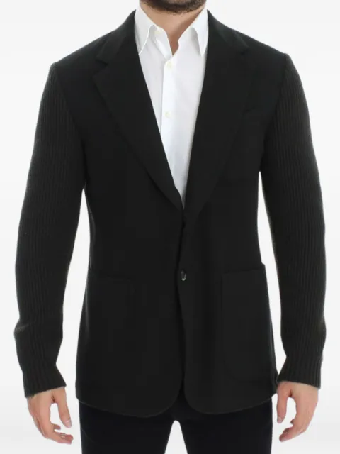 Dolce & Gabbana ribbed-knit panelled blazer Black G2VG3ZFUWDU