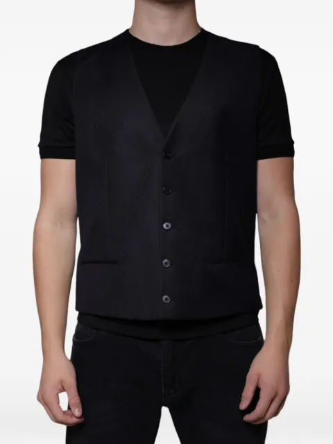 Dolce & Gabbana classic textured-pattern V-neck waistcoat Black TSH87113